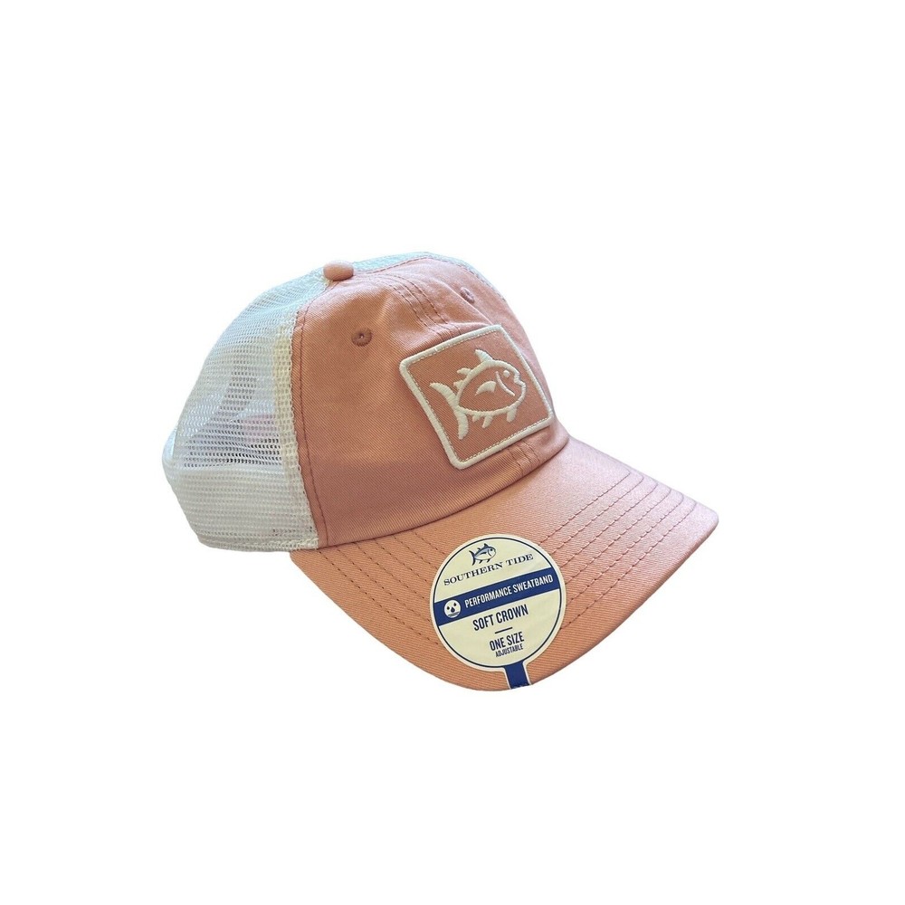 Southern Tide Patch Logo Sunfarer Trucker Style Hat Peach Adjustable OSFM New